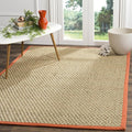 SAFAVIEH Area Rug 6x9 - Natural Fiber Collection - Natural & Rust, Seagrass, Basketweave Pattern with Border (NF114Y)