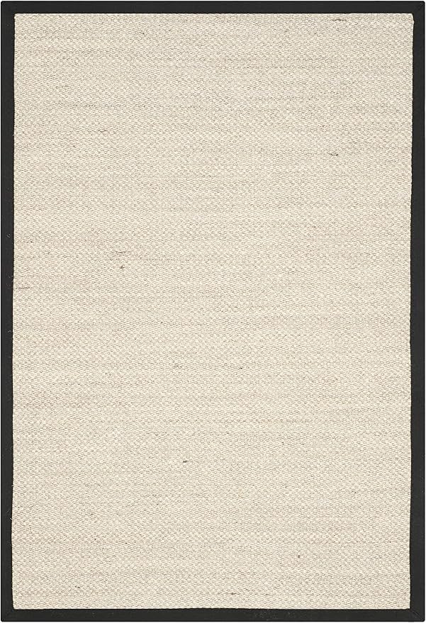 SAFAVIEH Area Rug 3x5 - Natural Fiber Collection - Marble & Black, Sisal, Woven Design with Border (NF143A)
