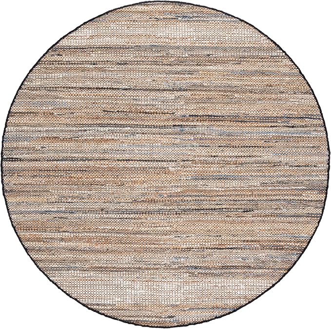 SAFAVIEH Cape Cod Collection Area Rug - 6' Round, Blue & Beige, Handmade Denim & Jute, Ideal for Living Room, Bedroom, Home Office, Dining Space (CAP153M-6R)