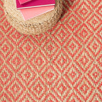 SAFAVIEH Area Rug 8x10 - Natural Fiber Collection - Large - Fuchsia & Natural, Handmade Jute, Boho Style, Diamond Pattern, Ideal for Living Room, Bedroom, Dining Space (NF266G)