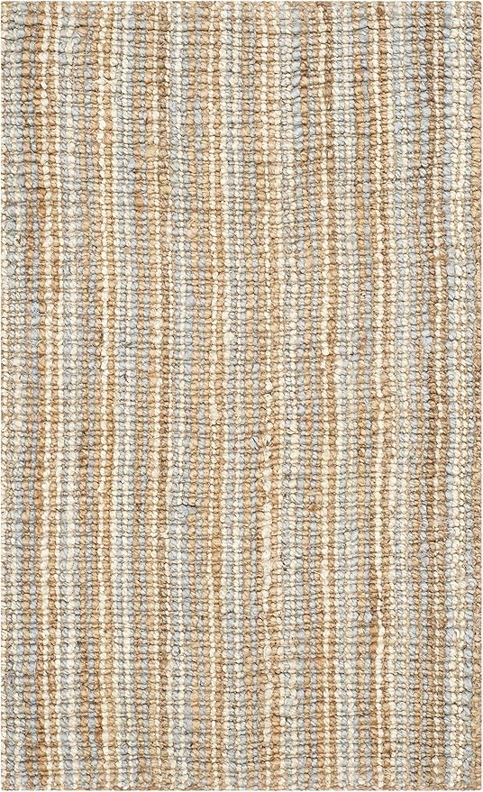 SAFAVIEH Area Rug 2x3 - Natural Fiber Collection - Grey & Natural Brown, Handmade Jute, Farmhouse Style, Chunky Textured Thick Pile (NF447K)