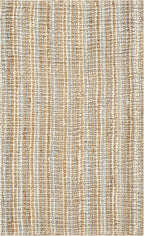 SAFAVIEH Natural Fiber Collection Area Rug - 2'6" x 4', Grey & Natural Brown, Handmade Jute, Farmhouse Style, Chunky Textured Thick Pile (NF447K)