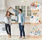 weesire Anti Fatigue Mats for Kitchen Floor Boho Kitchen Rugs Colorful Floral Leaves Memory Foam Cushioned Non-Slip Waterproof Kitchen Mat PVC Kitchen Rug Set, 17.3x28+17.3x47 inches, Laundry, Yellow