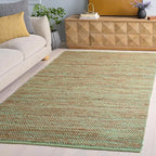 SAFAVIEH Area Rug 6x9 - Cape Cod Collection - Green & Natural, Handmade Jute & Cotton, Ideal for Living Room, Bedroom, Dining Space (CAP236Y)