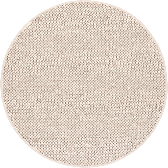 SAFAVIEH Area Rug 11' Round - Natural Fiber Collection - Marble & Beige, Sisal, Woven Design with Border (NF143C)