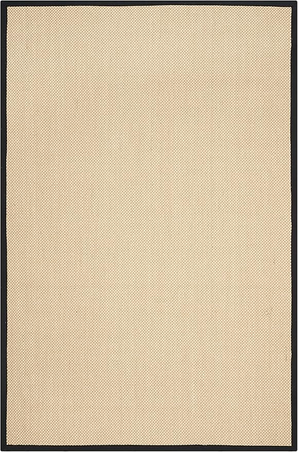 SAFAVIEH Area Rug 6x9 - Natural Fiber Collection - Maize & Black, Sisal, Woven Design with Border (NF141A)