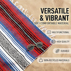 Hydration Nation Authentic Large Handwoven Mexican Striped Throw Blanket - Soft, Durable, Eco-Friendly - 70"x50" - Mariner