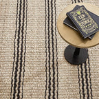 Dash & Albert Jute Ticking Black Handwoven Jute Rug, 10 X 14 Feet, Neutral Stripe Pattern - Premium Luxury Hotel Quality Soft Breathable Hypoallergenic Machine Washable Easy Care All Season