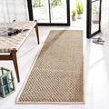 SAFAVIEH Natural Fiber Collection Runner Rug - 2'6" x 8', Natural & Ivory, Seagrass, Basketweave Pattern with Border (NF114J)