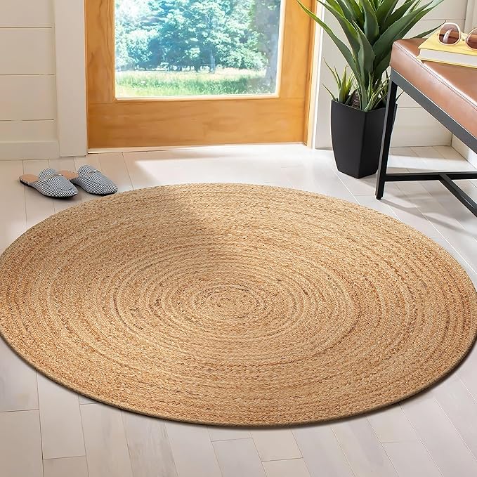 Savi Home Hand Woven Jute Braided Rug, 3' Round - Natural, Reversible Area Rugs for Living Room, Farmhouse, Kitchen, Handcrafted 3 Feet Round Area Rugs - Natural