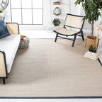 SAFAVIEH Area Rug 9x12 - Natural Fiber Collection - Large - Marble & Dark Grey, Sisal, Woven Design with Border (NF143D)