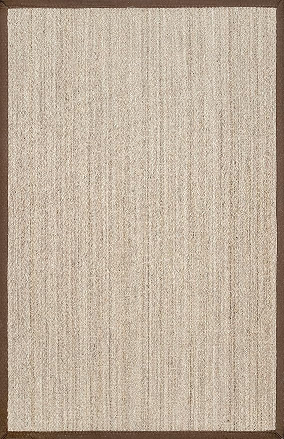 Nuloom Elijah Brown/Natural, 4' x 6', Basketweave, Seagrass, Soft and Textured, High Traffic, Stain Resistant, Easy Clean, Durable Area Rug for Bedroom, Living Room, Dining, Den, Foyer, Entryway