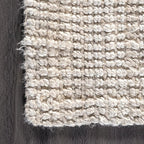 nuLOOM Ashli Solid Farmhouse Jute Area Rug, 8' Round, Off-white
