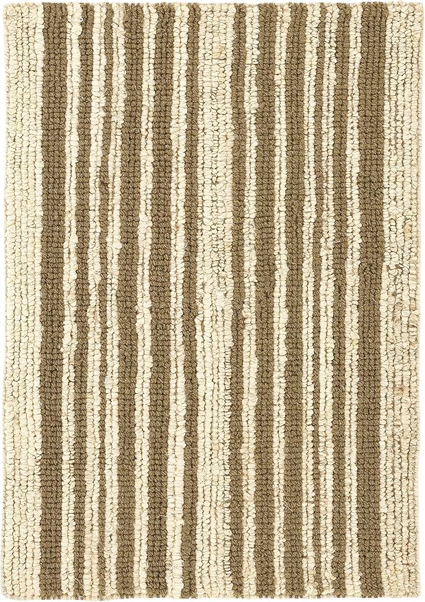 Dash and Albert Calder Stripe Kelp Handwoven Jute Rug, 10 X 14 Feet, Green Stripe Pattern