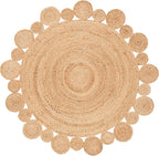 SAFAVIEH Natural Fiber Round Collection 4' Round Natural NFB307A Handmade Boho Country Charm Jute Area Rug