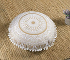 Popular Handicrafts Floor Pillow Cushion Cover - Hippie Mandala Round Ombre Pouf Sham - Meditation Seating Ottoman Bohemian with Pom Pom with Soft Particles- 18" Gold