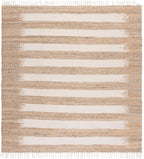 SAFAVIEH Natural Fiber Collection Area Rug - 7' Square, Natural & Ivory, Handmade Jute & Cotton, Ideal for Living Room, Bedroom, Dining Space (NF124A)