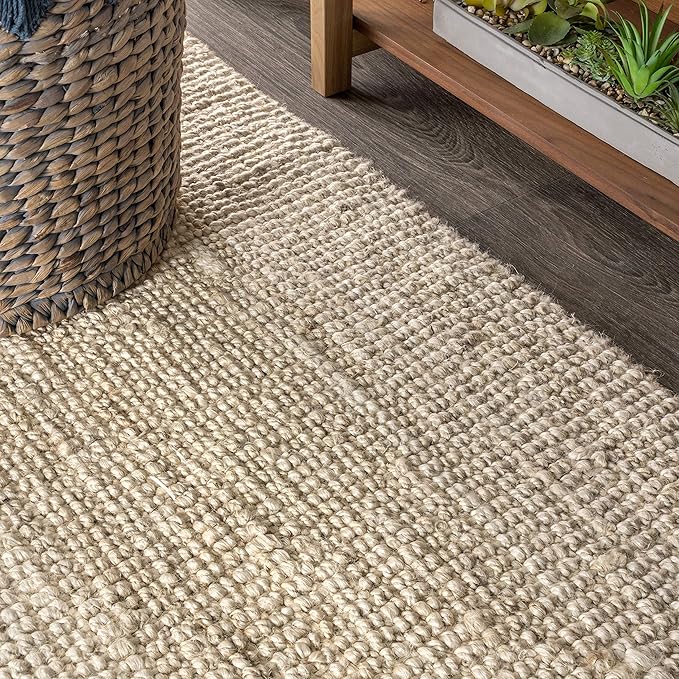 JONATHAN Y Pata Hand Woven Chunky Jute Light Ivory Indoor Area Rug, 5x8, Bohemian, Rustic, Cottage, Easy-Cleaning for Living Room, Bedroom, Kitchen, Non-Shedding (NRF102B-5)