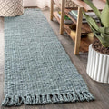 JONATHAN Y Handwoven Jute Fringe Light Blue/Gray Runner Rug, 2x8, Pata, Bohemian, Rustic, Cottage, Easy-Cleaning for Living Room, Bedroom, Kitchen, Non-Shedding (NRF103B-2)