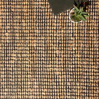 Chardin home 5x7 Jute Cotton Handwoven Area Rug | Braided Boho Farmhouse Rug in Natural Jute/Black | Rustic Vintage Floor Covering for Living Room, Bedroom, Kitchen, and Entryway