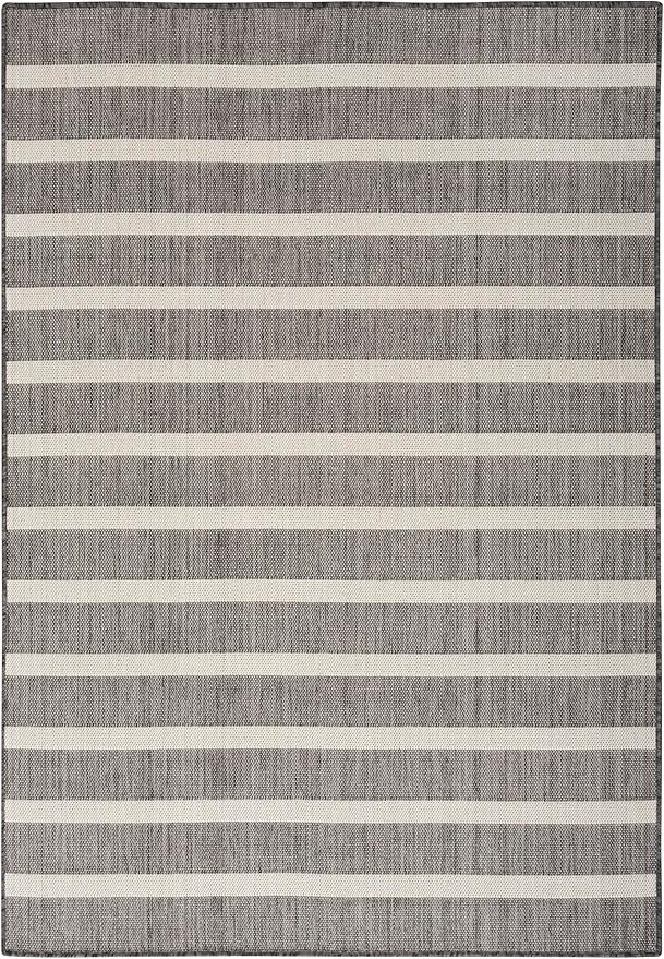 Nourison Home Positano Charcoal Ivory 7' x 10' Area Rug - Easy Clean, Non Shedding, Bed Room, Living Room, Dining Room, Kitchen (7' x 10')
