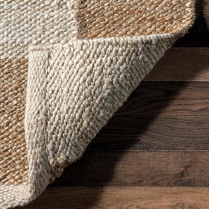 Nuloom Christana Ivory, 7'6" x 9'6", Handmade, Jute & Cotton, Soft and Textured, High Traffic, Stain Resistant, Easy Clean, Durable Area Rug for Bedroom, Living Room, Dining Space, Den, Foyer