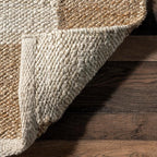 Nuloom Christana Ivory, 9'6" x 13'6", Handmade, Jute & Cotton, Soft and Textured, High Traffic, Stain Resistant, Easy Clean, Durable Area Rug for Bedroom, Living Room, Dining Space, Den, Foyer