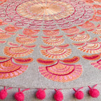 Mandala Life ART Large Boho Pouf Cushion Cover Pink Round Floor Pillow Luxury Kids Room Décor Cotton Pouf Ottoman Cushion for Meditation Yoga and Boho Chic Seating Area Stool Cotton 24x8 Unstuffed