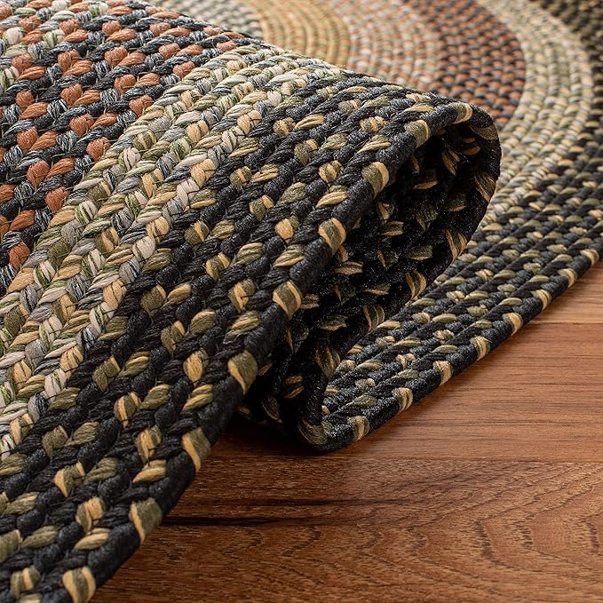 SAFAVIEH Washable Rug Outdoor Braided Collection - 4' x 6' Oval, Multi, Handmade & Reversible, Non-Shedding & Easy to Clean, Ideal for Patio, Backyard, Mudroom (BRD308A)