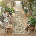 2.6x8 Easy Jute Runner Rug Washable Brown Printed Hallway Outdoor Rug for Patio Lightweight Non Slip No Sheding Carpet Entryway Bathroom Backyard Porch Kitchen