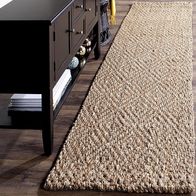 SAFAVIEH Natural Fiber Collection Runner Rug - 2'3" x 18', Natural & Natural, Handmade Jute, Ideal for High Traffic Areas in Living Room, Bedroom (NF181A)