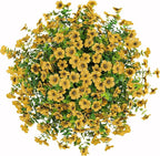 HyeFlora Artificial Fake Fall Hanging Mums Plants Flowers Basket for Outdoor, Autumn Faux Silk Yellow Daisy in Hang Planter Look Real UV Resistant for Porch Home Patio Balcony Yard Decor