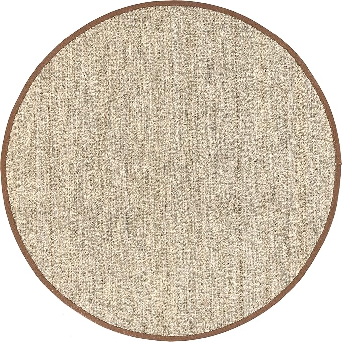 Nuloom Elijah Brown/Natural, 4' Round, Basketweave, Seagrass, Soft and Textured, High Traffic, Stain Resistant, Easy Clean, Durable Area Rug for Bedroom, Living Room, Dining, Den, Foyer, Entryway