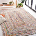 SAFAVIEH Area Rug 6x9 - Cape Cod Collection - Beige & Multi, Handmade Jute & Cotton, Woven Braided Design (CAP202B)