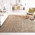 SAFAVIEH Area Rug 8' Square - Natural Fiber Collection - Natural & Grey, Handmade Jute, Farmhouse Style, Chunky Textured Thick Pile (NF447M)