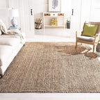 SAFAVIEH Area Rug 6x9 - Natural Fiber Collection - Natural & Grey, Handmade Jute, Farmhouse Style, Chunky Textured Thick Pile (NF447M)