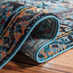 SAFAVIEH Vintage Hamadan Collection Accent Rug - 2'7" x 5', Light Blue & Black, Persian Design, Non-Shedding & Easy to Clean, Ideal for Front Door, Kitchen, Entryway, Foyer (VTH211M)