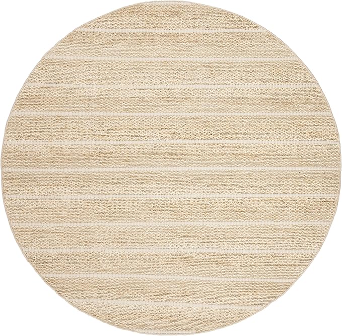 SAFAVIEH Natural Fiber Collection 6' Round Ivory/Ivory NF550B Handmade Tassel Premium Jute Area Rug