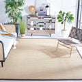 SAFAVIEH Area Rug 6' Square - Natural Fiber Collection - Maize & Brown, Sisal, Woven Design with Border (NF141C)