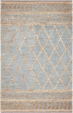 SAFAVIEH Natural Fiber Collection Accent Rug - 3' x 5', Natural & Blue, Handmade Boho Moroccan Trellis Jute, Ideal for High Traffic Areas in Entryway, Living Room, Bedroom (NF955N)