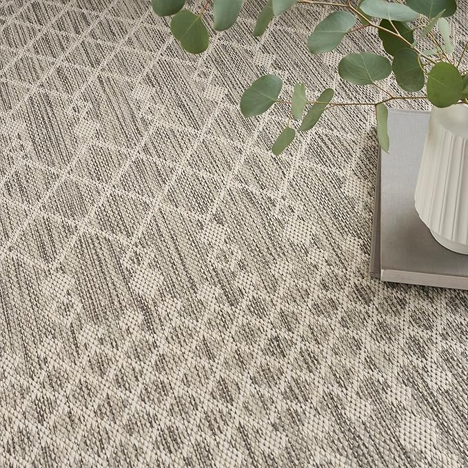 Nourison Home Positano Light Grey 7' x 10' Area Rug - Easy Clean, Non Shedding, Bed Room, Living Room, Dining Room, Kitchen (7' x 10')