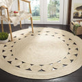 SAFAVIEH Area Rug 5' Round - Natural Fiber Collection - Ivory, Handmade Jute, Boho Farmhouse Braided Design (NF364B)