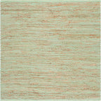 SAFAVIEH Cape Cod Collection Area Rug - 6' Square, Green & Natural, Handmade Jute & Cotton, Ideal for Living Room, Bedroom, Dining Space (CAP236Y)