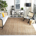 SAFAVIEH Natural Fiber Collection Area Rug - 7' Square, Natural, Handmade Farmhouse Jute, Ideal for High Traffic Areas in Living Room, Bedroom (NF730C)