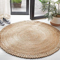 SAFAVIEH Natural Fiber Round Collection 3' Round Natural NF168A Handmade Boho Charm Farmhouse Jute Area Rug
