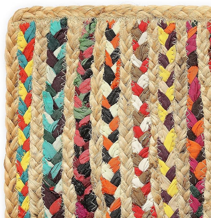 · REDEARTH · Jute Cotton Chindi Area Rug - 2'x3' Rectangular Rug, Handwoven, Non-Shedding, Soft & Durable – Multi Tones for Home Décor in Living Room, Dining Room, Bedroom