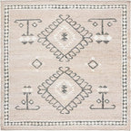 SAFAVIEH Kilim Collection Area Rug - 7' Square, Grey & Black, Handmade Flat Weave Jute, Ideal for High Traffic Areas in Living Room, Bedroom (KLM762F)