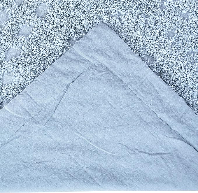 Better Trends Rio Collection is Super Soft and Light Weight in Floral Design 100% Cotton Tufted Unique Luxurious Machine Washable Tumble Dry, Standard Sham, Blue
