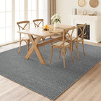 Faux Jute Non-Slip Area Rug, 2x3 Washable Pet-Friendly Floor Mat for Living Room, Bedroom, Entryway, Machine Woven Durable Scratch Resistant Carpet, Grey