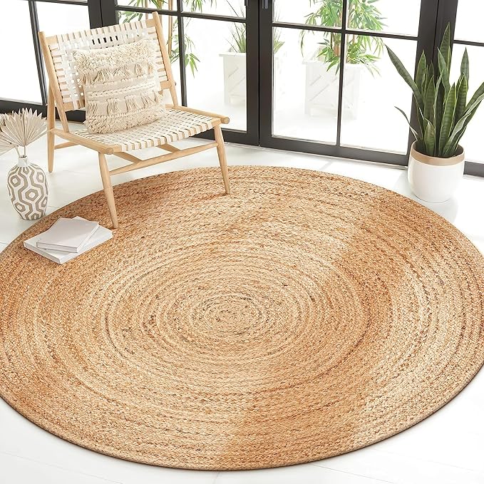 Savi Home Hand Woven Jute Braided Rug, 3' Round - Natural, Reversible Area Rugs for Living Room, Farmhouse, Kitchen, Handcrafted 3 Feet Round Area Rugs - Natural